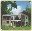 Projet de maison bois bioclimatique, label BBC, bardage- enduit chaux, grandes baies au Sud